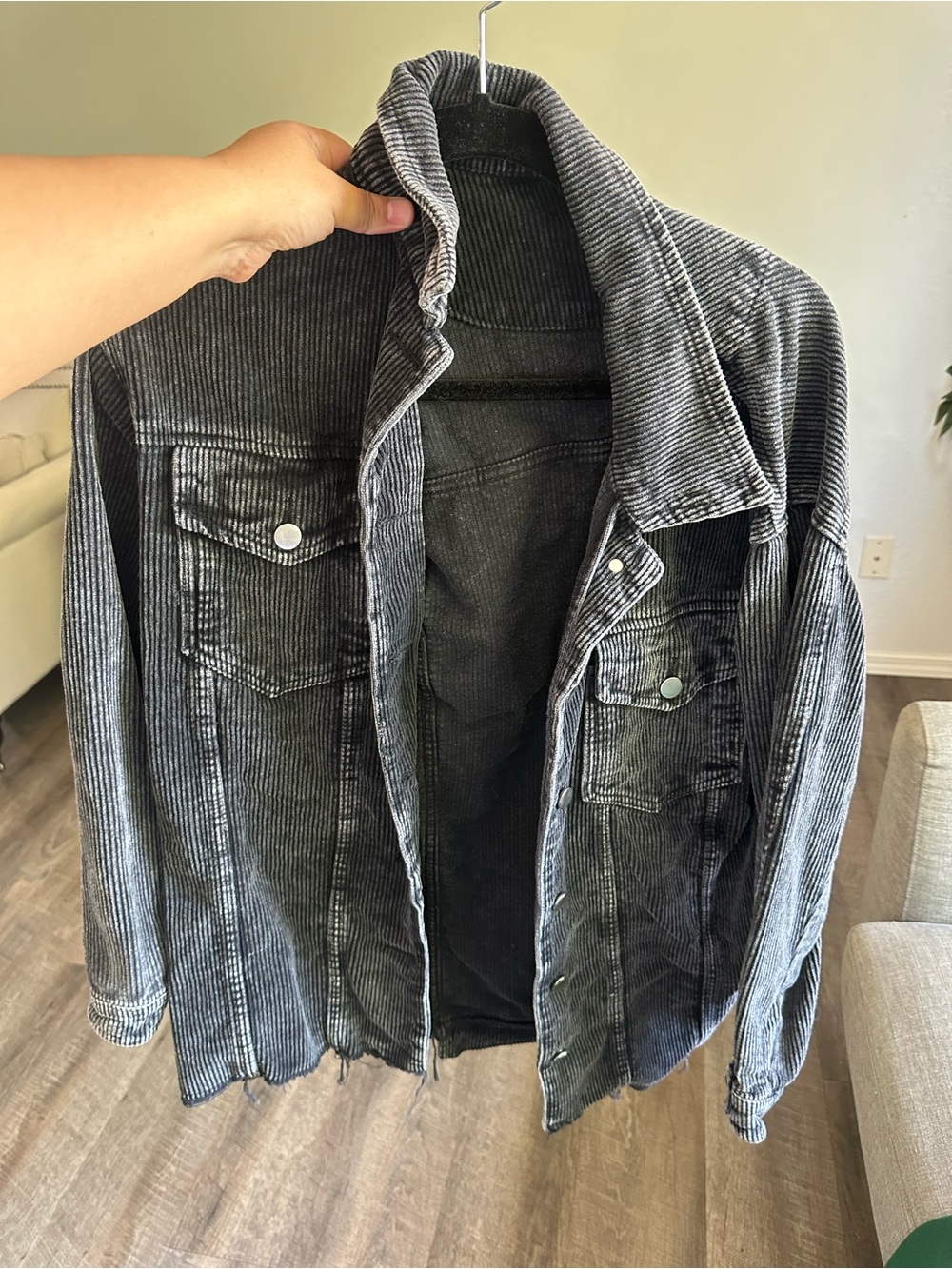 Marshalls Black Ribbed Corduroy Jean Jacket